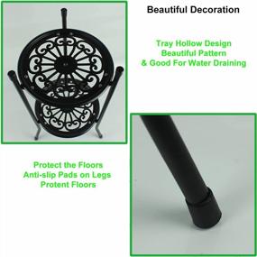 img 2 attached to BeGrit 2 Pack Black Metal Plant Stand - 20 X 9.4 Inch Indoor/Outdoor Planter Holder For 8-Inch Pots - Decorative Garden Stand For Flowers, Ferns, And Succulents