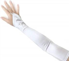 img 2 attached to Fingerless 23" Long Bridal Satin Gloves Over The Elbow In 20 Colors