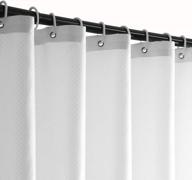 удлиненная занавеска для душа из белой ткани 84 дюйма с ромбовидным узором и магнитными крючками - водонепроницаемая, утяжеленная для ванной комнаты логотип