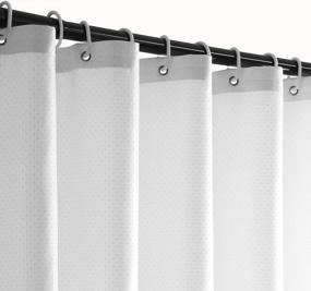 img 4 attached to 84" Extra Long White Fabric Shower Curtain With Diamond Pattern & Magnet Hooks - Waterproof Weighted For Bathroom Bathtub