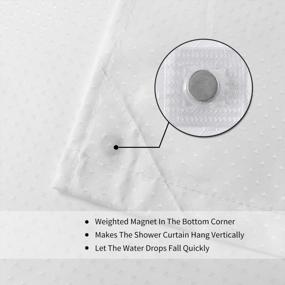 img 1 attached to Удлиненная занавеска для душа из белой ткани 84 дюйма с ромбовидным узором и магнитными крючками - водонепроницаемая, утяжеленная для ванной комнаты