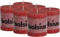unscented red rustic pillar candles 6 pack bulk - 2.75 x 3.25 inches - 30+ hours burn time - premium european quality - smooth and smokeless flame for weddings & parties décor logo