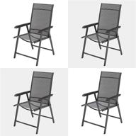 комфорт на открытом воздухе: набор из 4 переносных складных стульев для патио с подлокотниками и металлическим каркасом для кемпинга, пикников и пляжей - soges 4-pack обеденные стулья черного цвета логотип
