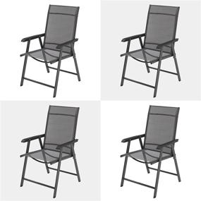 img 4 attached to Комфорт на открытом воздухе: набор из 4 переносных складных стульев для патио с подлокотниками и металлическим каркасом для кемпинга, пикников и пляжей - Soges 4-Pack Обеденные стулья черного цвета