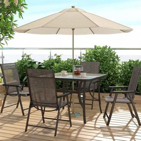 img 3 attached to Outdoor Comfort: Set Of 4 Portable Folding Patio Chairs With Armrests And Metal Frame For Camping, Picnics, And Beaches - Soges 4-Pack Dining Chairs In Black