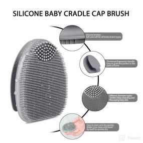 img 3 attached to 🛀 Nouthimo Baby Bath Brush | Baby Cradle Cap Brush | Silicone Shampoo Scalp Face Body Scrubber | Exfoliate and Massage SkinSoother | Baby Essential for Dry Skin, Cradle Cap, and Eczema - White + Grey
