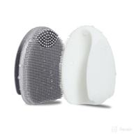 🛀 nouthimo baby bath brush | baby cradle cap brush | silicone shampoo scalp face body scrubber | exfoliate and massage skinsoother | baby essential for dry skin, cradle cap, and eczema - white + grey logo