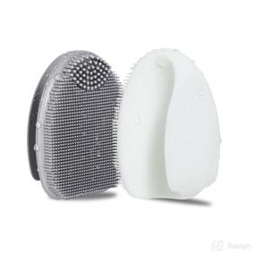 img 4 attached to 🛀 Nouthimo Baby Bath Brush | Baby Cradle Cap Brush | Silicone Shampoo Scalp Face Body Scrubber | Exfoliate and Massage SkinSoother | Baby Essential for Dry Skin, Cradle Cap, and Eczema - White + Grey