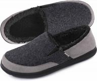zigzagger men's fuzzy fleece slippers with memory foam, indoor outdoor warm winter house shoes, hard soled wide width home slippers logo