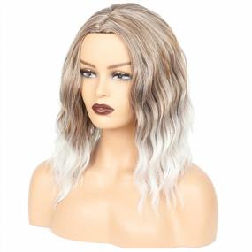 img 1 attached to Get A Natural Look With FESHFEN Ombre Short Wigs - Synthetic Bob Wig For Women, Heat Resistant And Shoulder Length At 14 Inches