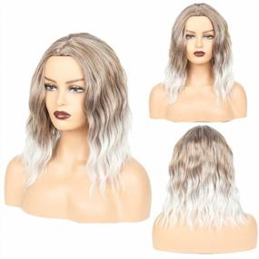 img 3 attached to Get A Natural Look With FESHFEN Ombre Short Wigs - Synthetic Bob Wig For Women, Heat Resistant And Shoulder Length At 14 Inches