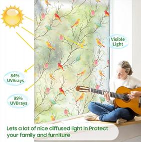 img 3 attached to Coavas Privacy Window Film Non-Adhesive Translucent Bird Window Film Decorative Glass Film Static Cling Film Bird Window Stickers For Home Office 17.7 X 78.7 Inch, Translucent
