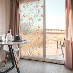 img 1 attached to Coavas Privacy Window Film Non-Adhesive Translucent Bird Window Film Decorative Glass Film Static Cling Film Bird Window Stickers For Home Office 17.7 X 78.7 Inch, Translucent