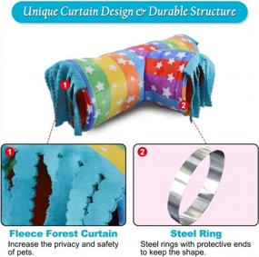 img 1 attached to 3-Way Collapsible Guinea Pig Tunnel With Fleece Forest Curtain - Homeya Hideout For Small Animals - Perfect Pet Toy And Cage Accessory For Rabbits, Ferrets, Rats, And Hedgehogs - Size L