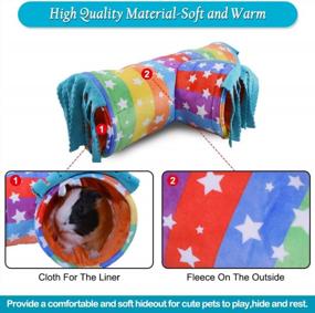 img 2 attached to 3-Way Collapsible Guinea Pig Tunnel With Fleece Forest Curtain - Homeya Hideout For Small Animals - Perfect Pet Toy And Cage Accessory For Rabbits, Ferrets, Rats, And Hedgehogs - Size L