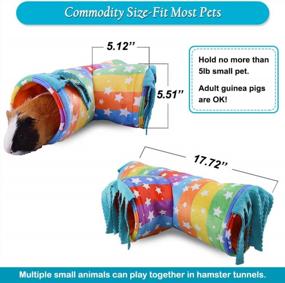 img 3 attached to 3-Way Collapsible Guinea Pig Tunnel With Fleece Forest Curtain - Homeya Hideout For Small Animals - Perfect Pet Toy And Cage Accessory For Rabbits, Ferrets, Rats, And Hedgehogs - Size L