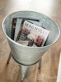 img 5 attached to Accentuate Your Home With Hallops Farmhouse Galvanized Rustic Side Table - Metal Storage Ottoman With Wood Cover And Legs