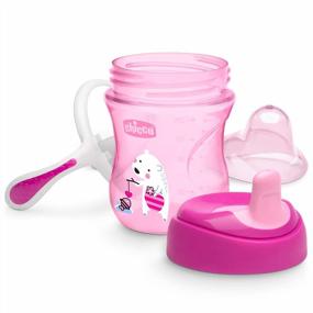 img 2 attached to Chicco Baby Trainer Sippy Cup Set Of 2 - Semi-Soft Spout, Spill-Free, 7 Oz - Perfect For 6 Months And Up - Pink/Purple