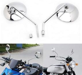 img 4 attached to 10MM Chrome Motorcycle Handlebar Rearview Side Mirrors Compatible With Honda Kawasaki Suzuki Cruiser Scooter (Chrome#3)