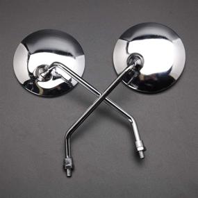 img 3 attached to 10MM Chrome Motorcycle Handlebar Rearview Side Mirrors Compatible With Honda Kawasaki Suzuki Cruiser Scooter (Chrome#3)