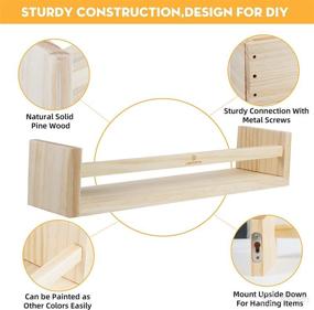 img 2 attached to 📚 LIGHTOTOS 3 Pack Nursery Book Shelves - 17 Inch Shelf Organizer, Floating Wall Bookshelf for Home Décor - Enhancing Visibility and Discoverability