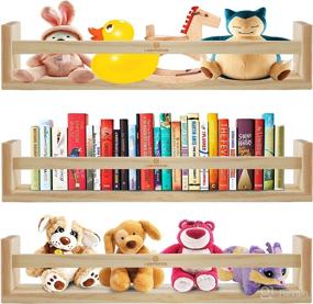 img 4 attached to 📚 LIGHTOTOS 3 Pack Nursery Book Shelves - 17 Inch Shelf Organizer, Floating Wall Bookshelf for Home Décor - Enhancing Visibility and Discoverability