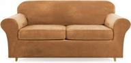 оранжевый бархатный чехол для дивана с 2 подушками loveseat высокоэластичный защитный чехол для мебели 3 предмета толстый моющийся плюш для собак, домашних животных и детей - lamberia логотип
