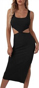img 4 attached to Stylish And Sexy: Verdusa Women'S Cut Out Waist Bodycon Tank Dress With Split Side And Square Neck