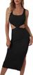 stylish and sexy: verdusa women's cut out waist bodycon tank dress with split side and square neck logo