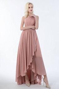 img 1 attached to High Low One Shoulder Bridesmaid Dress With Pockets In Chiffon - Formal Evening Gown By BOLENSEY