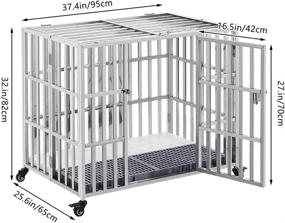 img 3 attached to 🐶 GIOPACO 38 INCH Stainless Steel Double Door Dog Crate: Spacious Kennel with Four Wheels for Medium and Large Dogs