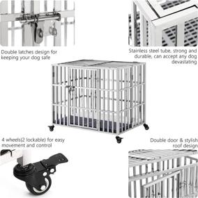 img 2 attached to 🐶 GIOPACO 38 INCH Stainless Steel Double Door Dog Crate: Spacious Kennel with Four Wheels for Medium and Large Dogs