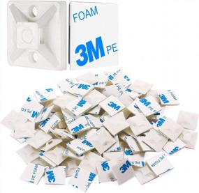 img 4 attached to 500 PCS 3/4" White 3M Back-Glue Self Adhesive Cable Zip Tie Mounts Wire Clips Holders Management Anchors Organizer HS-101S