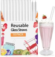 🥤 10 pcs reusable glass boba smoothie straws - 9" x 14mm: eco-friendly, clear & ideal for bubble tea, milkshakes, juice - includes 2 cleaning brushes logo