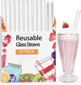 img 4 attached to 🥤 10 Pcs Reusable Glass Boba Smoothie Straws - 9" x 14mm: Eco-Friendly, Clear & Ideal for Bubble Tea, Milkshakes, Juice - Includes 2 Cleaning Brushes