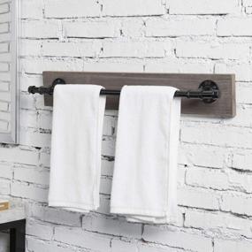 img 2 attached to Rustic Industrial Bathroom Towel Bar With Metal Pipe And Solid Wood Wall Mount - Hanging Towel Rack For Modern Decor And Industrial Fixtures