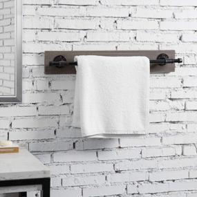 img 3 attached to Rustic Industrial Bathroom Towel Bar With Metal Pipe And Solid Wood Wall Mount - Hanging Towel Rack For Modern Decor And Industrial Fixtures