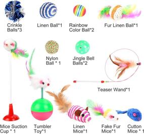 img 2 attached to 16PCS Cat And Kitten Toy Assortment: Interactive Feather Teasers, Mouse Tumblers, Mylar Crinkle Balls, Bells And More - Perfect For Chewing And Playing (Random Colors)