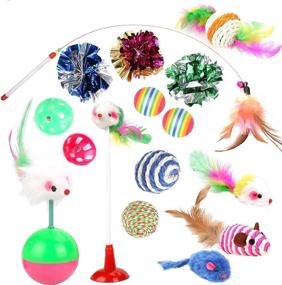 img 4 attached to 16PCS Cat And Kitten Toy Assortment: Interactive Feather Teasers, Mouse Tumblers, Mylar Crinkle Balls, Bells And More - Perfect For Chewing And Playing (Random Colors)