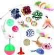 16pcs cat and kitten toy assortment: interactive feather teasers, mouse tumblers, mylar crinkle balls, bells and more - perfect for chewing and playing (random colors) logo
