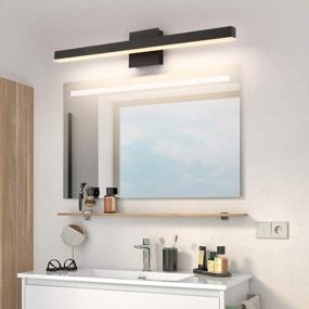img 1 attached to Matte Black LED Vanity Lighting Fixture - 39.37" Long Wall Mount Sconces Lamps For Bedroom And Washroom With Natural White 4000K Illumination By Joossnwell Modern