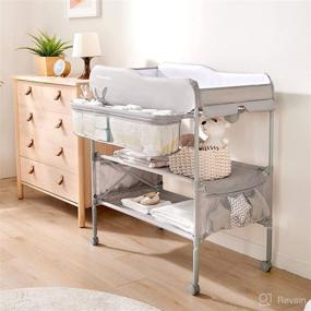 img 3 attached to Sweeby Portable Baby Changing Table: Foldable Dresser Station with Waterproof Pad Topper - Grey