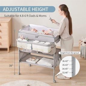 img 2 attached to Sweeby Portable Baby Changing Table: Foldable Dresser Station with Waterproof Pad Topper - Grey