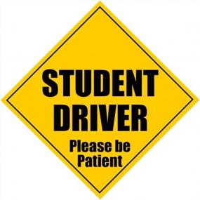 img 4 attached to Zone Tech 5" X 5" Student Driver Magnet Sign - Caution Safety Warning, Please Be Patient (1)