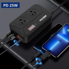 img 1 attached to 🚗 Bapdas 200W Car Power Inverter: DC 12V to AC 110V Charger Adapter with PD 25W USB-C, QC3.0 & Dual USB Ports Outlet