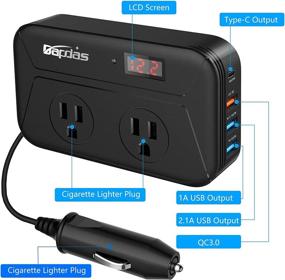 img 3 attached to 🚗 Bapdas 200W Car Power Inverter: DC 12V to AC 110V Charger Adapter with PD 25W USB-C, QC3.0 & Dual USB Ports Outlet