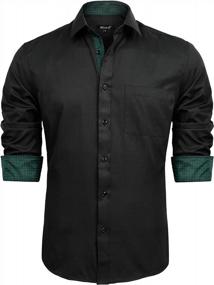 img 4 attached to Polka Dot Patchwork Men'S Formal Dress Shirt With Button Down And Long Sleeves By Alizeal