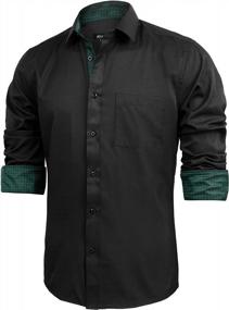 img 3 attached to Polka Dot Patchwork Men'S Formal Dress Shirt With Button Down And Long Sleeves By Alizeal