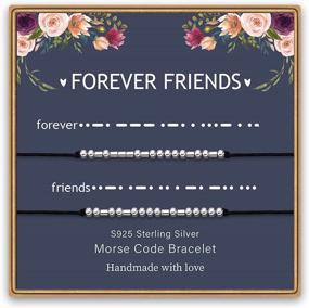 img 4 attached to Sterling Silver Morse Code Friendship Bracelets, Silk Cord Bracelets With Sterling Silver Beads, Personalized Message Bracelets For Women, Friendship Gifts, Gifts For Friends And Her