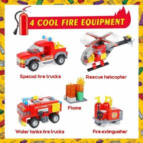 img 1 attached to Комплект для строительства городской пожарной станции, забавный набор для сборки игрушек пожарного для детей, с игрушечной пожарной машиной, вертолетом, лучшей обучающей ролевой игрой STEM в подарок для мальчиков и девочек в возрасте 6-12 лет (896 шт.)